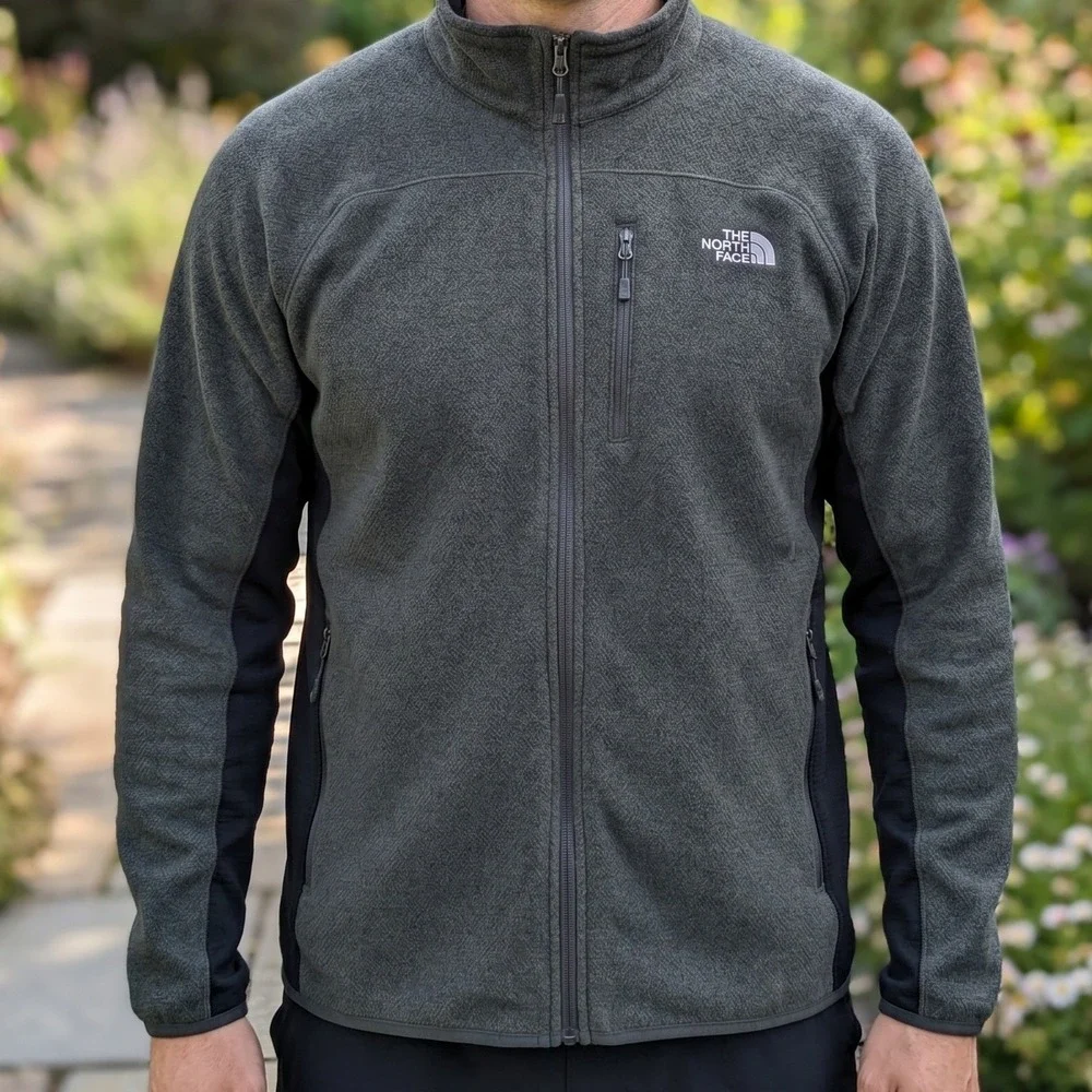 The‎ North Face Mens Full Zip Fleece Jacket Green Black Two Tone Mock Neck XXL